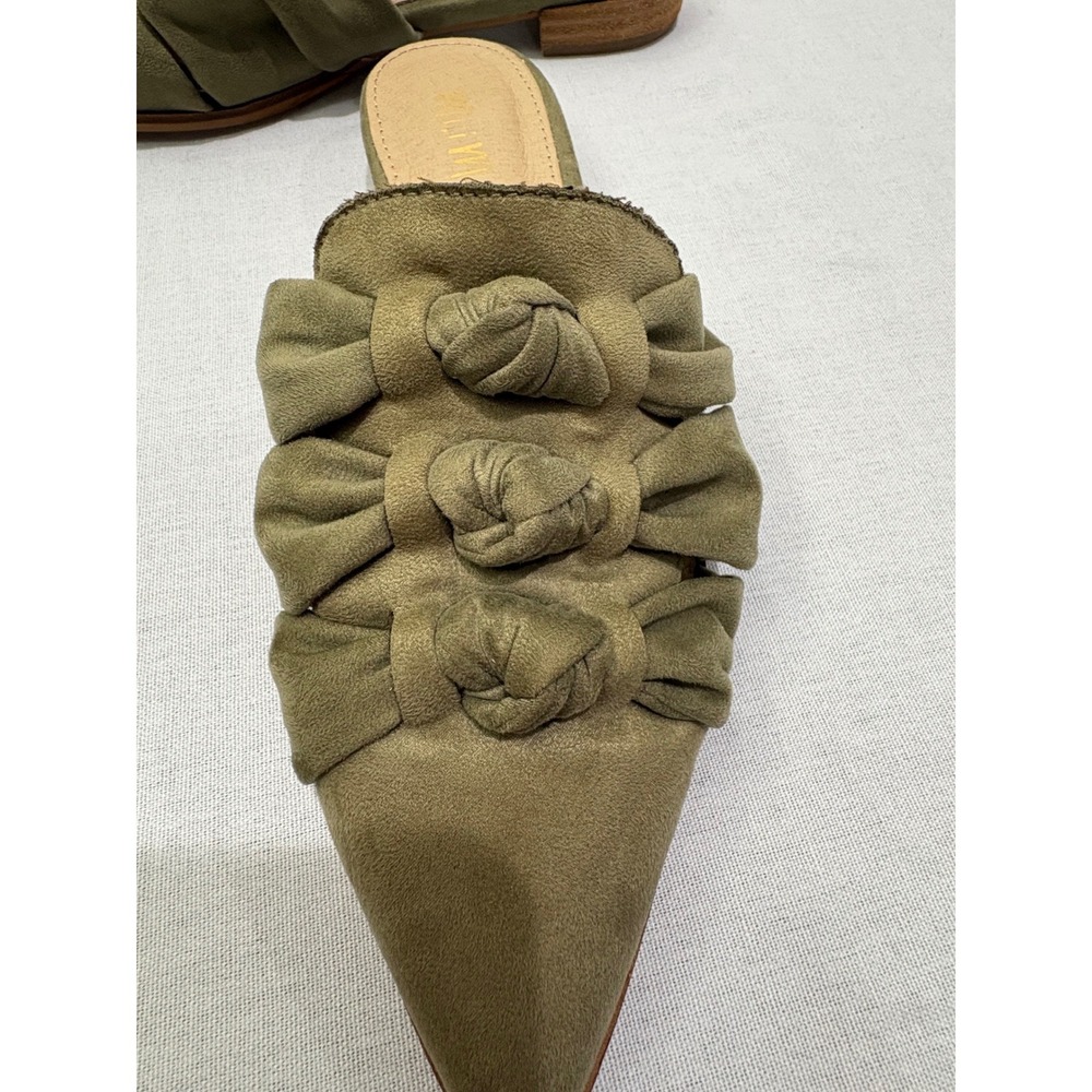 Mi.iM Jevelle Olive Green Knotted Mule Loafers Slip On Pointed Toe Suede SZ 9.5 - Picture 4 of 7
